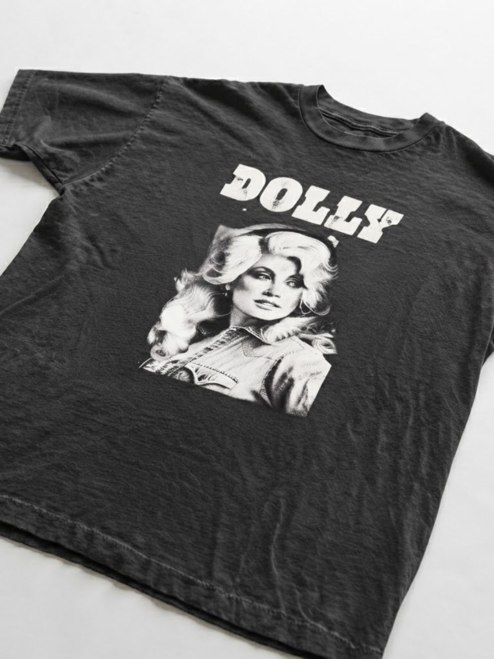 Black Short Sleeve Tee with White Dolly Parton - Picture 2 of 3